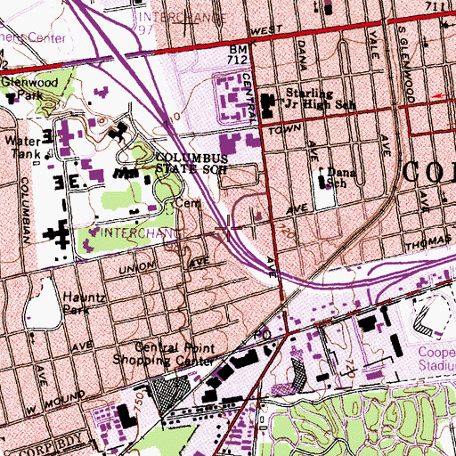 Topographic Map of Interchange 98A, OH