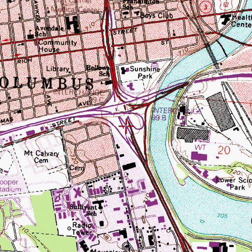 Topographic Map of Interchange 99B, OH