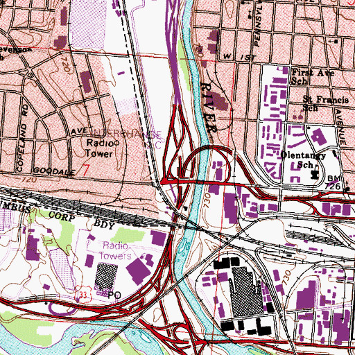 Topographic Map of Interchange 2C, OH