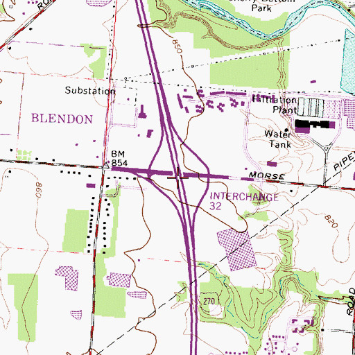 Topographic Map of Interchange 32, OH