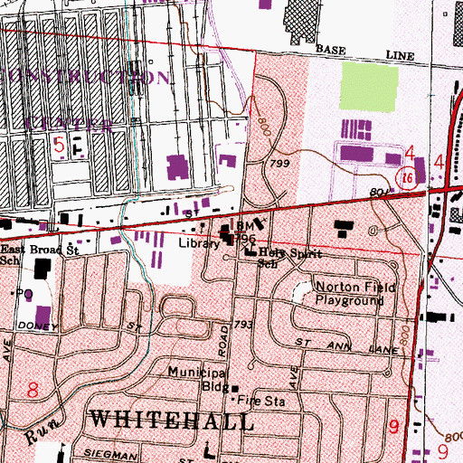 Topographic Map of Whitehall Branch Library, OH