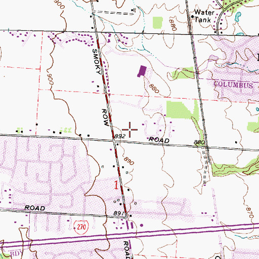 Topographic Map of Smoky Row Plaza Shopping Center, OH