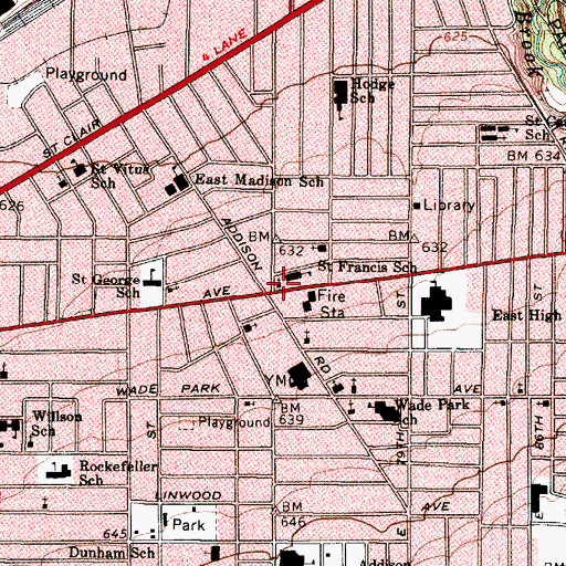 Topographic Map of Saint Francis Catholic Church, OH