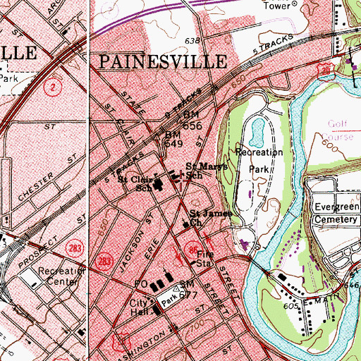 Topographic Map of Saint Mary Catholic Church, OH