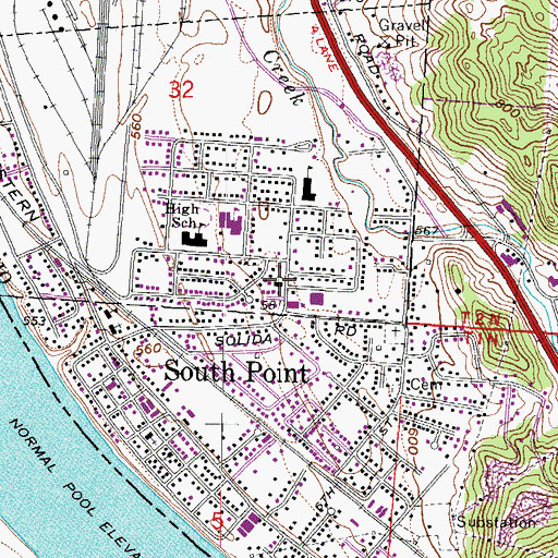 Topographic Map of South Point Church of the Nazarene, OH