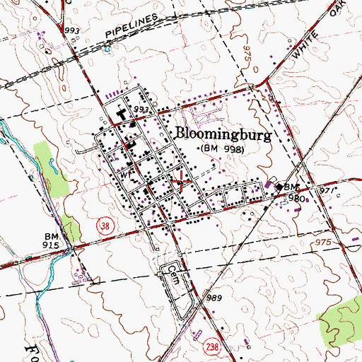 Topographic Map of Bloomingburg Presbyterian Church, OH