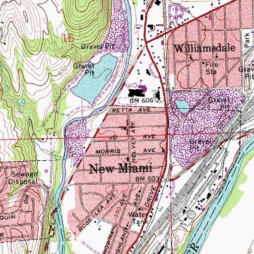 Topographic Map of New Miami Wesleyan Church, OH