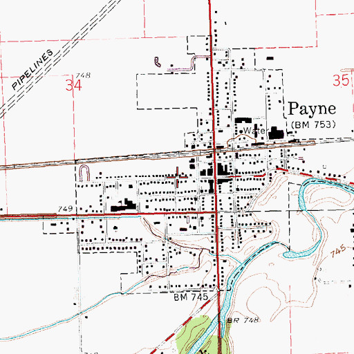 Topographic Map of Payne Church of Christ, OH