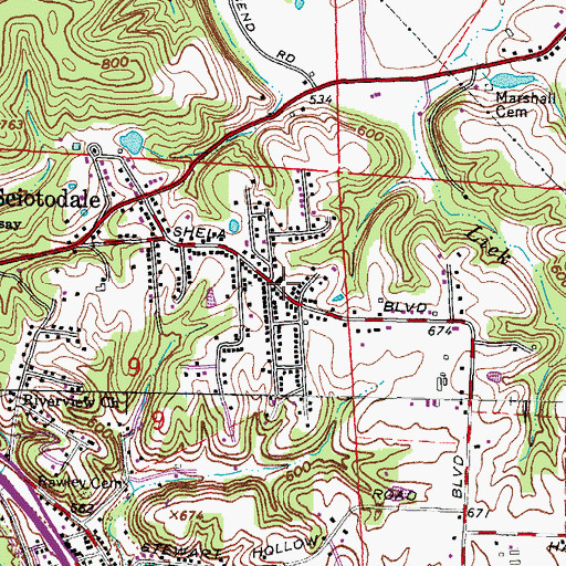Topographic Map of Sciotodale Freewill Baptist Church, OH