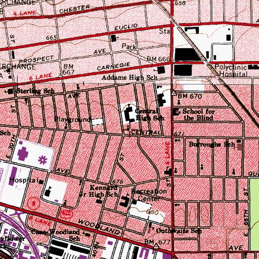 Topographic Map of Saint John African Methodist Episcopal Church, OH