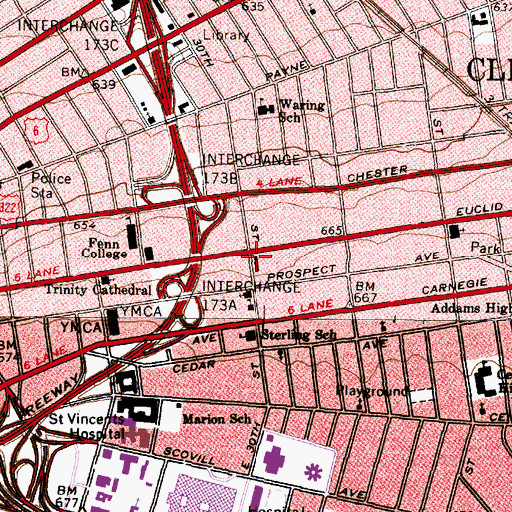 Topographic Map of First United Methodist Church, OH