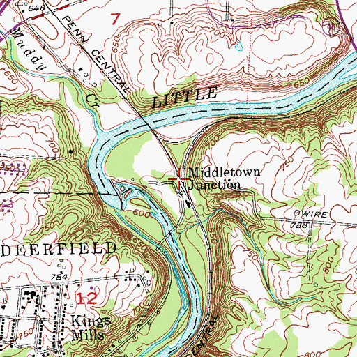 Topographic Map of Middletown Junction, OH