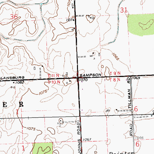 Topographic Map of Sampson (historical), OH