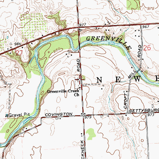 Topographic Map of Greenville Creek Cemetery, OH