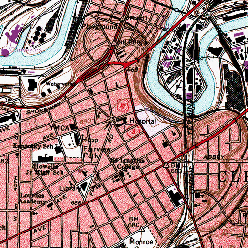 Topographic Map of Lutheran Hospital, OH