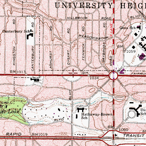 Topographic Map of Shaker Village Historic District, OH
