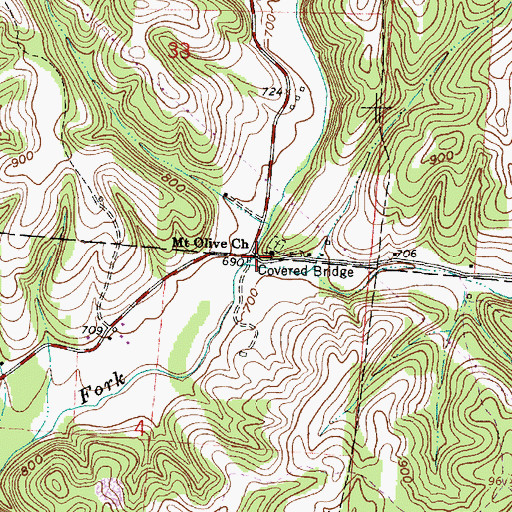 Topographic Map of Mount Olive Road Covered Bridge, OH
