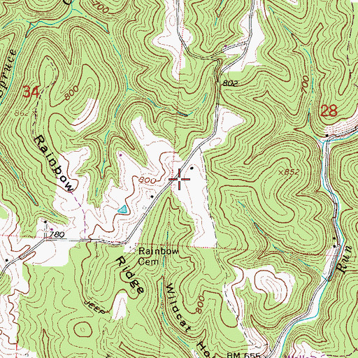 Topographic Map of Rainbow Ridge School (historical), OH