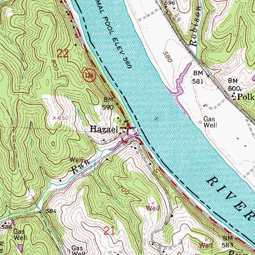 Topographic Map of Hazael Post Office (historical), OH