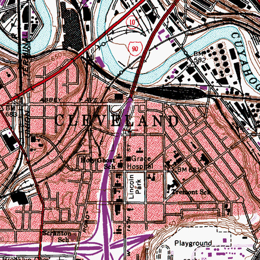 Topographic Map of Annunciation Greek Orthodox Church, OH
