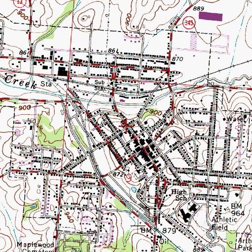 Topographic Map of Saint Rose Catholic Church, OH
