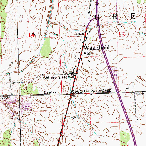 Topographic Map of Darke County Childrens Home, OH