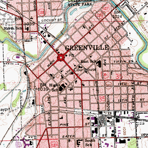 Topographic Map of Darke County Jail, OH