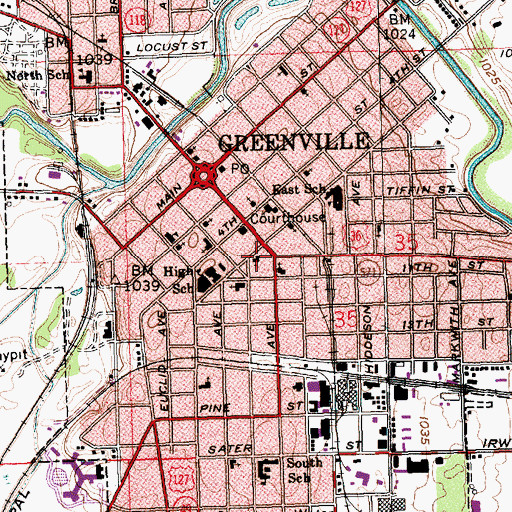 Topographic Map of First Congregational Church, OH