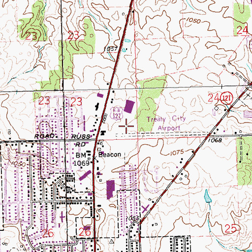 Topographic Map of Treaty City Airport (historical), OH