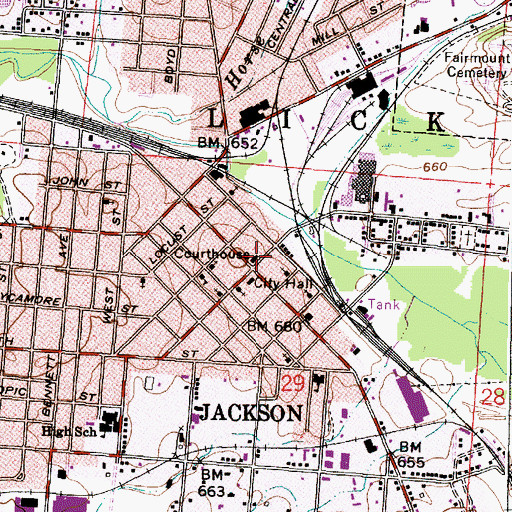 Topographic Map of Jackson County Jail, OH