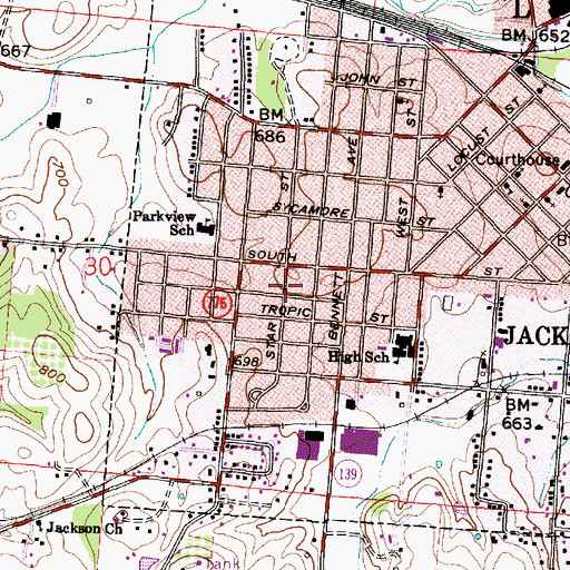 Topographic Map of Reorganized Church of Jesus Christ of Latter Day Saints, OH