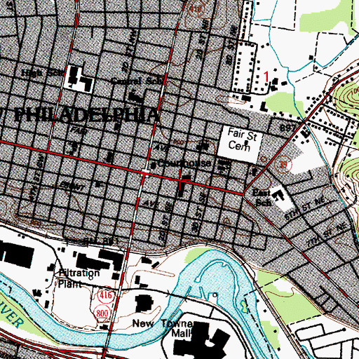 Topographic Map of Memorial Municipal Building, OH