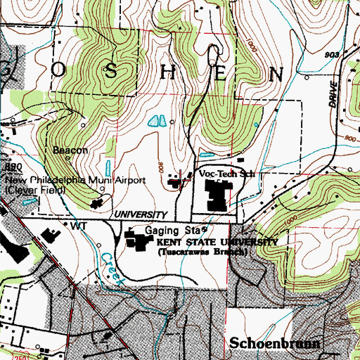 Topographic Map of Tuscarawas County Infirmary, OH