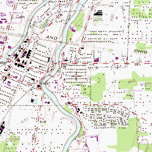 Topographic Map of Arlington Heights, OH