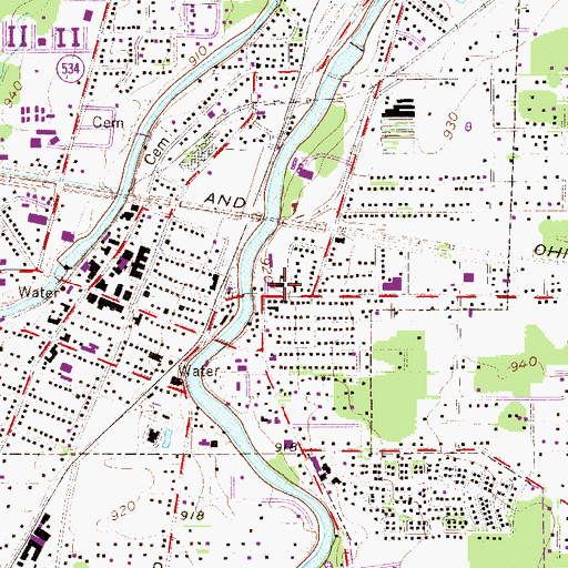 Topographic Map of Arlington Public School, OH