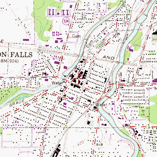 Topographic Map of Newton Falls City Hall, OH