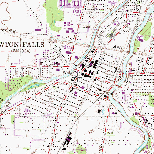 Topographic Map of Newton Falls Post Office, OH