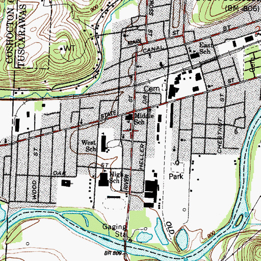 Topographic Map of Saint Francis De Sales School (historical), OH