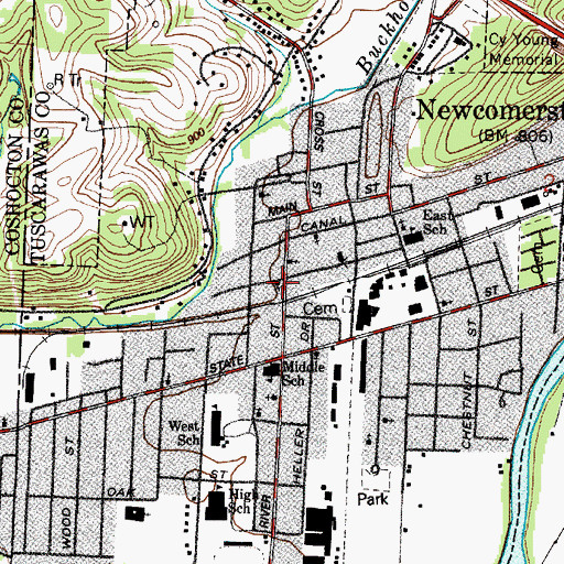 Topographic Map of Trinity Methodist Church, OH