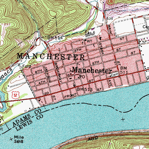 Topographic Map of Centenary Methodist Episcopal Church (historical), OH