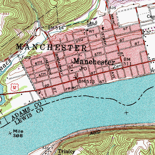 Topographic Map of First Methodist Protestant Church, OH
