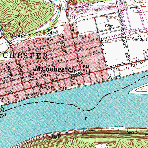 Topographic Map of First Presbyterian Church, OH