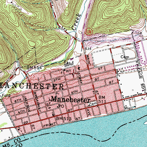Topographic Map of Saint Marys Roman Catholic Church, OH