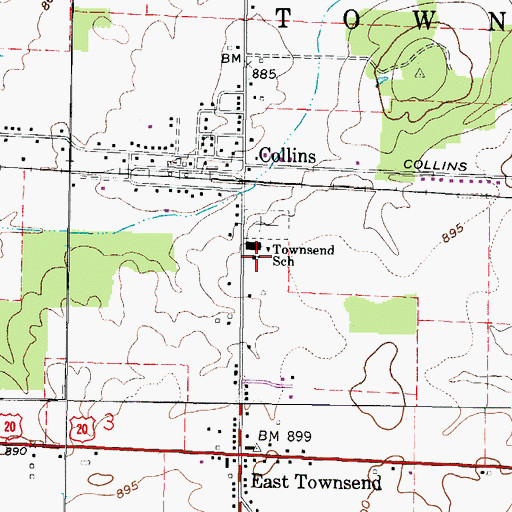 Topographic Map of Collins Methodist Church, OH