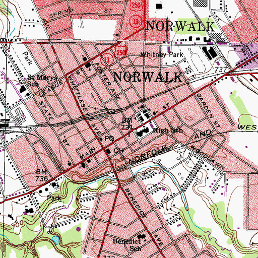 Topographic Map of First Baptist Church, OH
