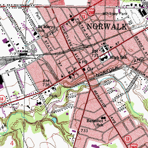 Topographic Map of First Universalist Church, OH