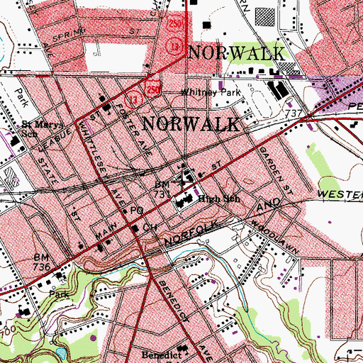 Topographic Map of Saint Pauls Roman Catholic Church, OH