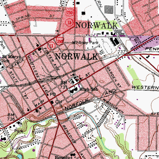 Topographic Map of Saint Peters Lutheran Church, OH