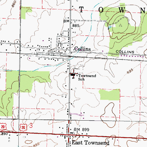 Topographic Map of Townsend School, OH