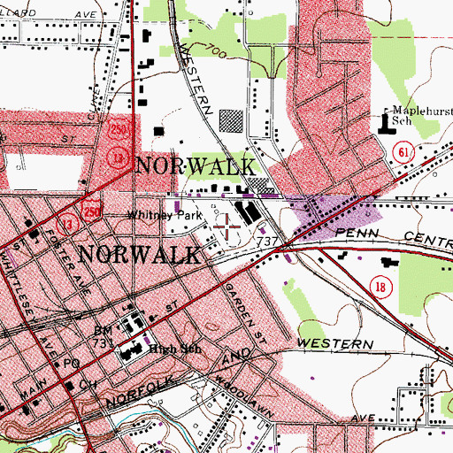 Topographic Map of Wayne Athletic Field, OH